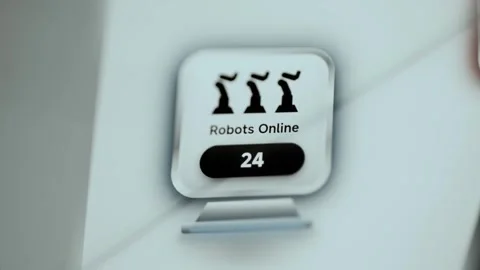 Robots Online status tile presents exact value 24 Stock Footage 344101480
