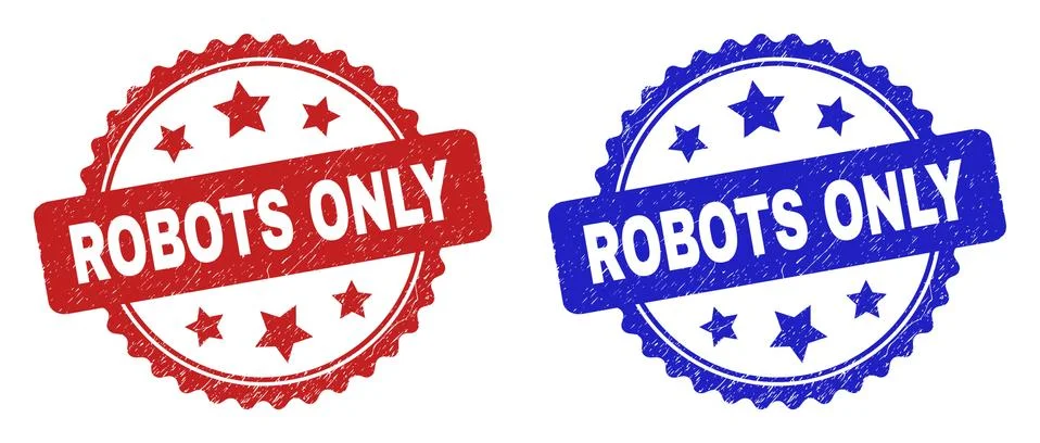 ROBOTS ONLY Rosette Seals Using Unclean Style Stock Illustration