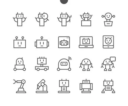 Robots Pixel Perfect Well-crafted Vector Thin Line Icons 48x48 Ready for 24x24 Stockillustratie