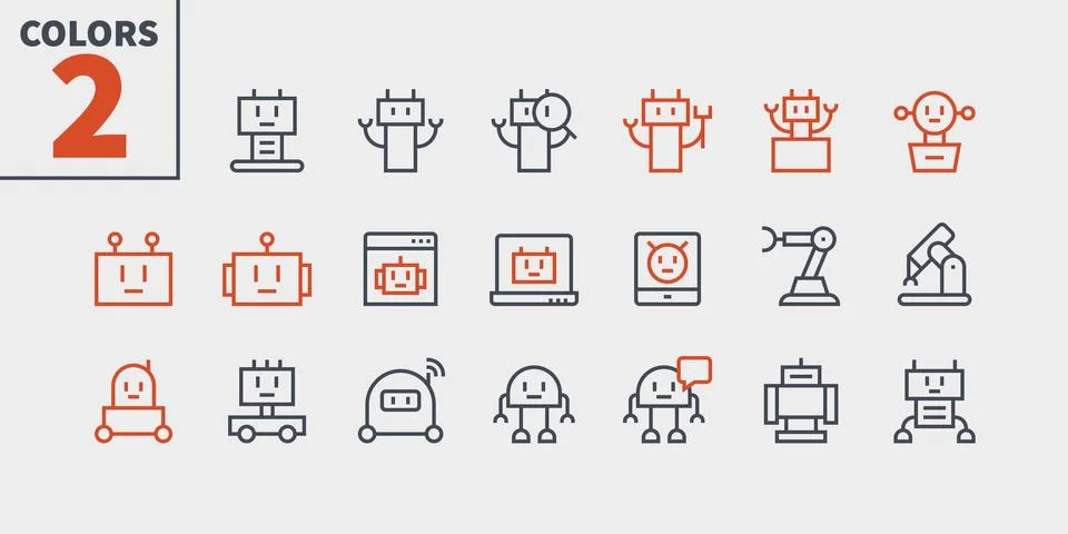 Robots Pixel Perfect Well-crafted Vector Thin Line Icons 48x48 Ready for 24x24 Stockillustratie