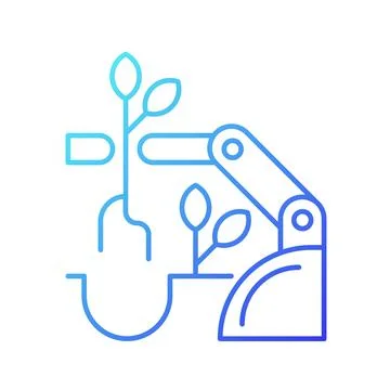 Robots for planting gradient linear vector icon Stock Illustration