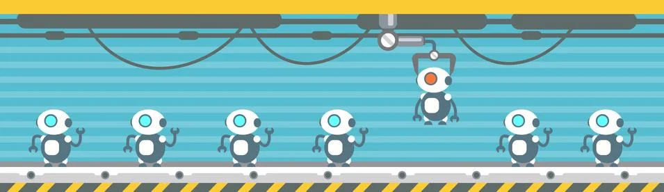 Robots Production Conveyor Automatic Assembly Machinery Industrial Automation Stock Illustration