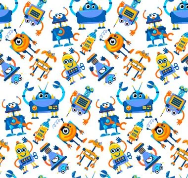 Robots seamless pattern Stock Illustration