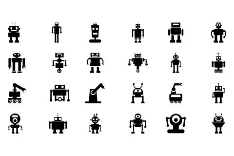 Robots Solid Vector Set Stock Illustration