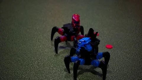 Robots spiders are fighting close-up Stock Footage 73419890