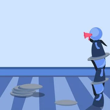 Robots Standing Over One Another And Presenting Important Messages With Stock Illustration