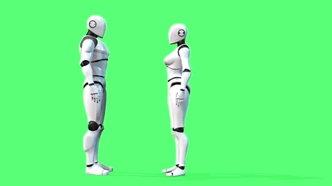 Robots talking, a male robot and a female robot Stock Footage 274325293