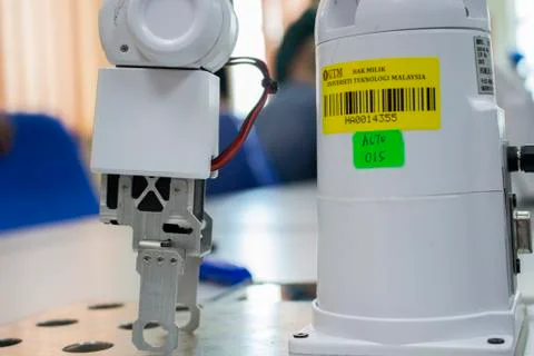 Robots used for learning inside the robotic laboratory in MJIIT. Stock Photos