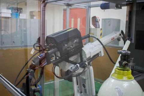 Robots used for learning inside the robotic laboratory in MJIIT. Stock Photos