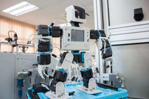 Robots used for learning inside the robotic laboratory in MJIIT. Stock Photos