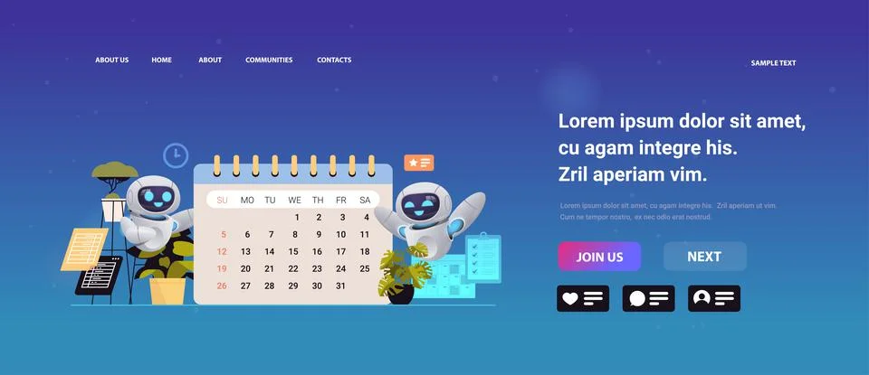Robots using calendar planning day scheduling appointment time management イラスト素材