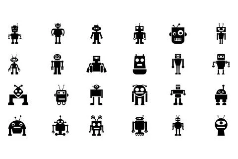 Robots Vector Icons Set Stock Illustration