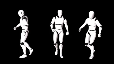 ROBOTS WALKING FAST AND STRONG Stock Footage 120642036