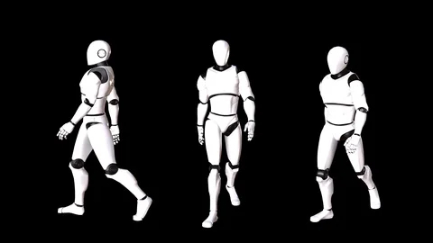 ROBOTS WALKING IN RUDE  STYLE Stock Footage 120643265