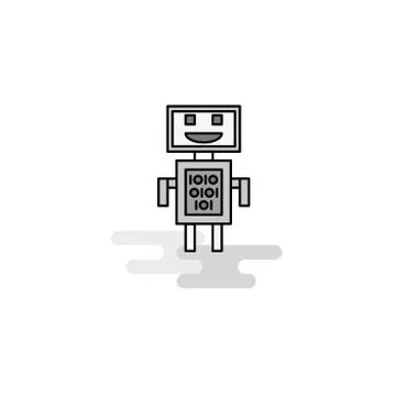 Robots Web Icon. Flat Line Filled Gray Icon Vector Stock Illustration