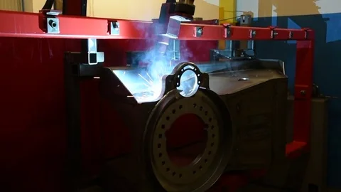 Robots weld details in production line at factory. Stock Footage 82533429