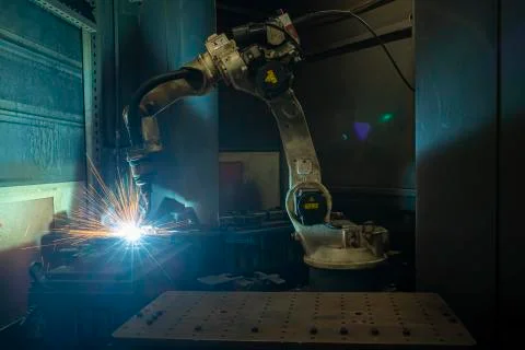 Robots welding in a car Stock Photos