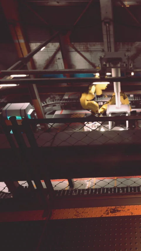 Robots work at an industrial site during daylight hours Stock Footage 342100532