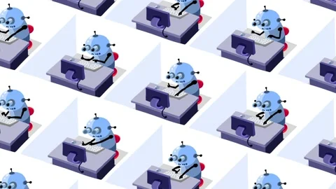 Robots working in office as employees in cubicles 库存影片 220258871