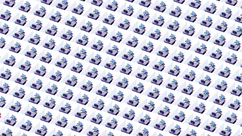 Robots working in office as employees in cubicles 16x version 库存影片 220408827