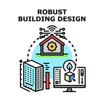 Robust building design concept for modern construction Stock Illustration
