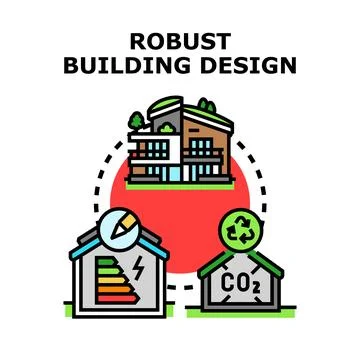 Robust building design concept for sustainable energy efficiency Ilustración de archivo