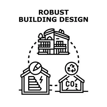 Robust building design concept for sustainable energy efficiency Ilustración de archivo