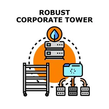 Robust corporate tower network data infrastructure concept Stock Illustration