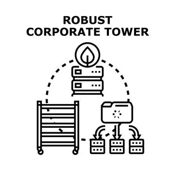 Robust corporate tower network data infrastructure concept Stock Illustration
