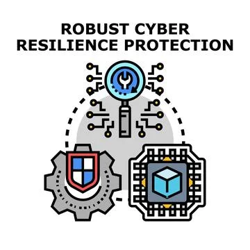 Robust cyber resilience protection concept vector illustration Stock Illustration