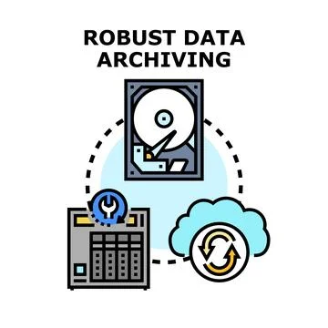 Robust data archiving and storage system concept Illustrazione stock