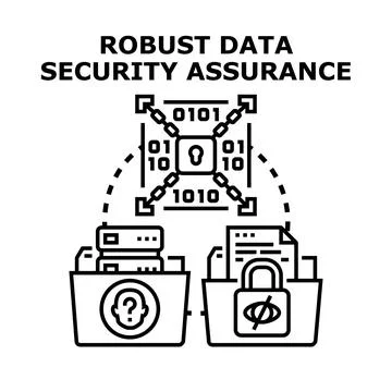 Robust data security assurance protecting digital information Stock Illustration