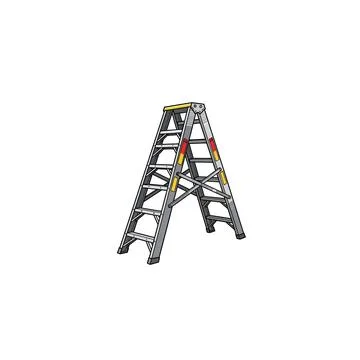 Robust a-frame step ladder with safety features for construction Stock Illustration