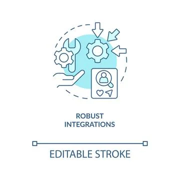Robust integrations turquoise concept icon Stock Illustration