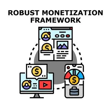 Robust monetization framework developing across multiple digital platforms Stock Illustration