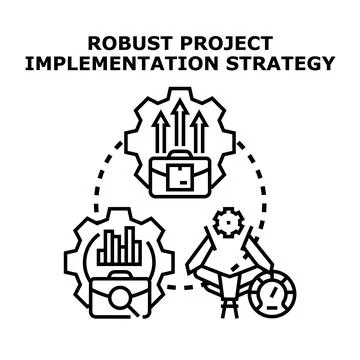 Robust project implementation strategy implementing business plan Stock Illustration