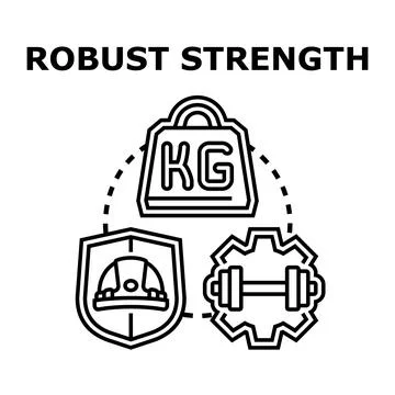 Robust strength concept illustrates engineering with a gear and dumbbell, hea Stockillustratie