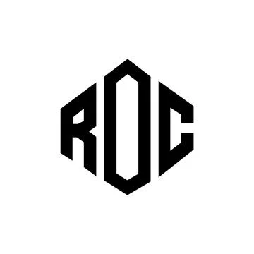 ROC letter logo design with polygon shape. ROC polygon and cube shape logo .. Stock Illustration