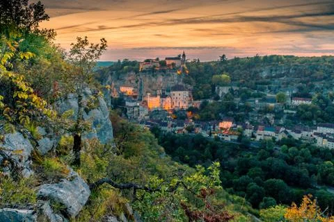 Rocamadour at sunset Foto stock