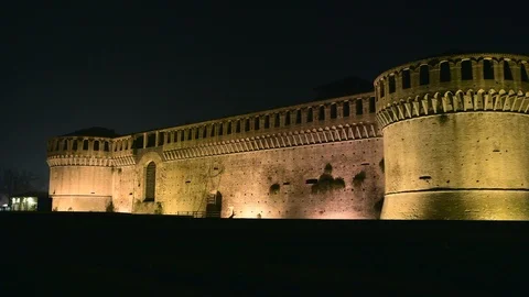 Rocca Sforzesca by night Stock Footage 98447954
