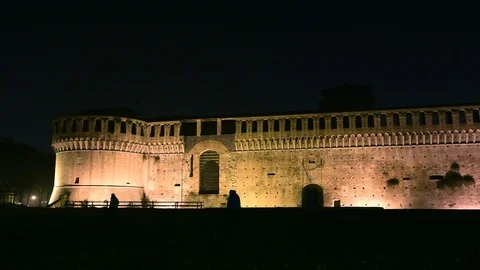 Rocca Sforzesca by night Stock Footage 98448744