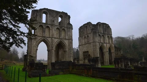 Roche Abbey front view close up Stock Footage 321474587