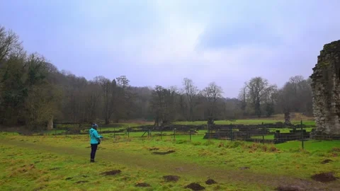 Roche Abbey grounds in February Stock Footage 321474572