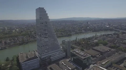 Roche Tower Basel Aerial Shot 動画素材 83645901