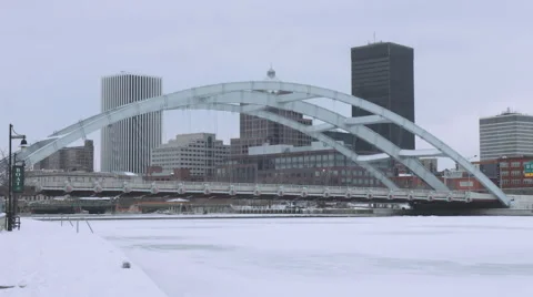 Rochester Bridge During Winter Stock Footage 61709624