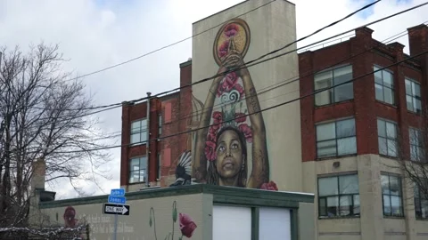 Rochester Building unique mural Video stock 171336784