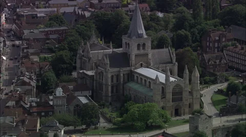 Rochester Cathedral And Track To Include Castle Stock Footage 65196907
