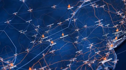 Rochester map big data visualization. Futuristic map infographic of city in USA 库存插图