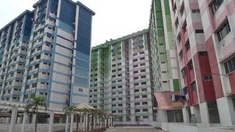 Rochor flats - dolly shot backwards Stock Footage 112785793