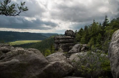 Rock above the forest. Stock Photos